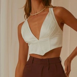 Peppermayo white bustier crop top